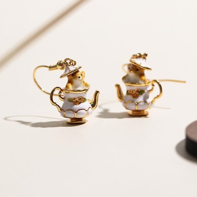 Hand-painted teapot earrings and necklaces