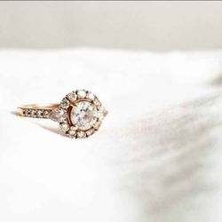 14k Rose Gold & Diamond Engagement Ring 