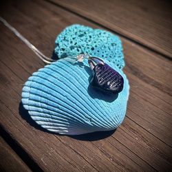 RARE Purple Sea Glass Sterling Silver Necklace 