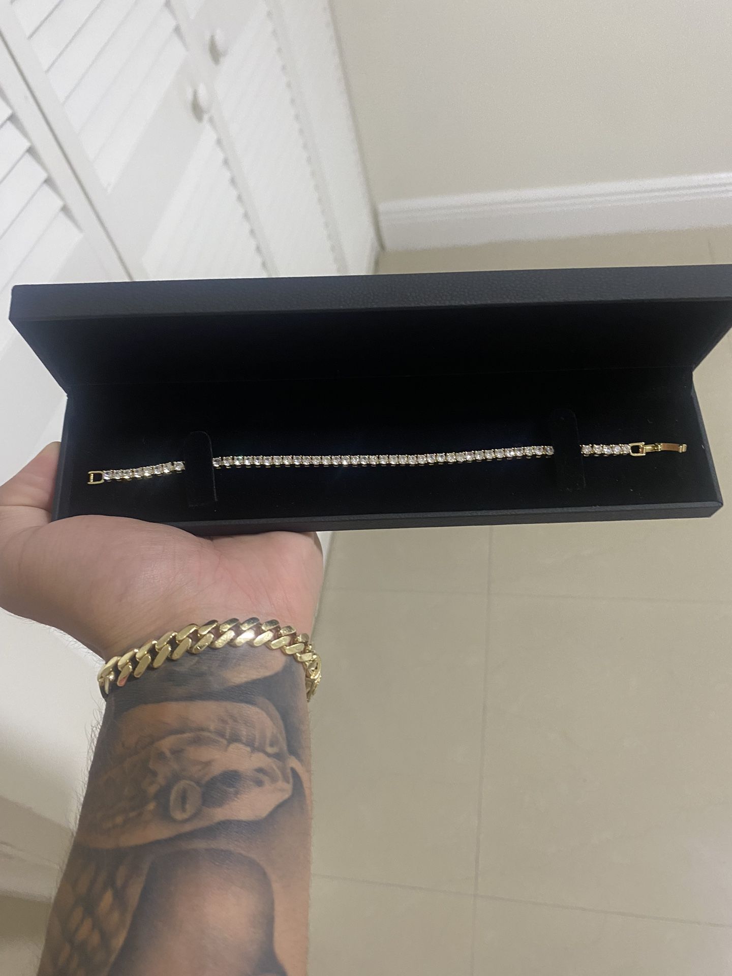 Golden Tennis Bracelet With Diamonds