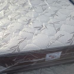 Brand New Queen Size Pillowtop Mattress And Box Spring Free Delivery Depends On Location 