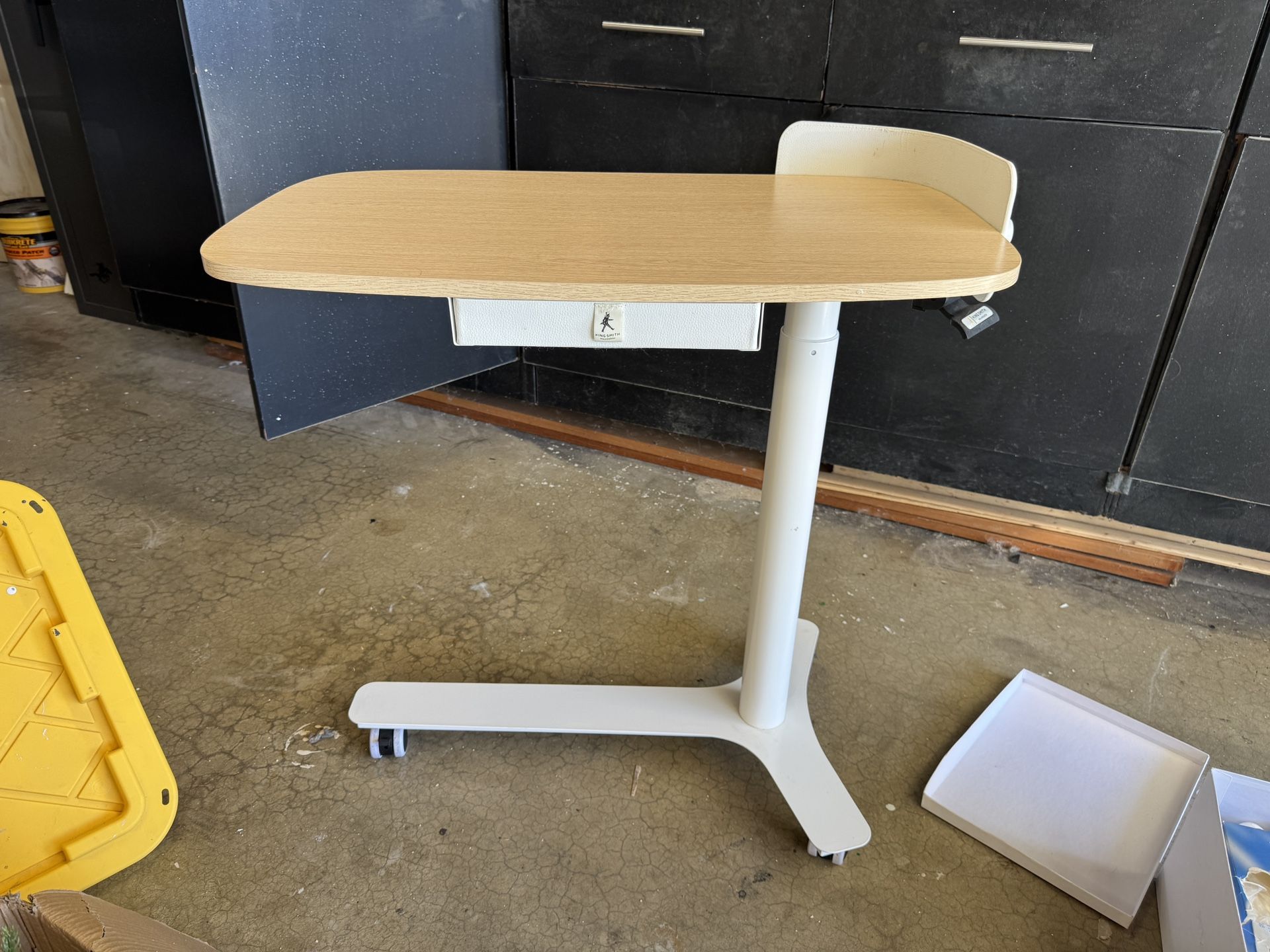 Rolling Desk Adjustable Height w Drawer and Wheels, Standing Desk, Mobile Computer Laptop Desk Cart