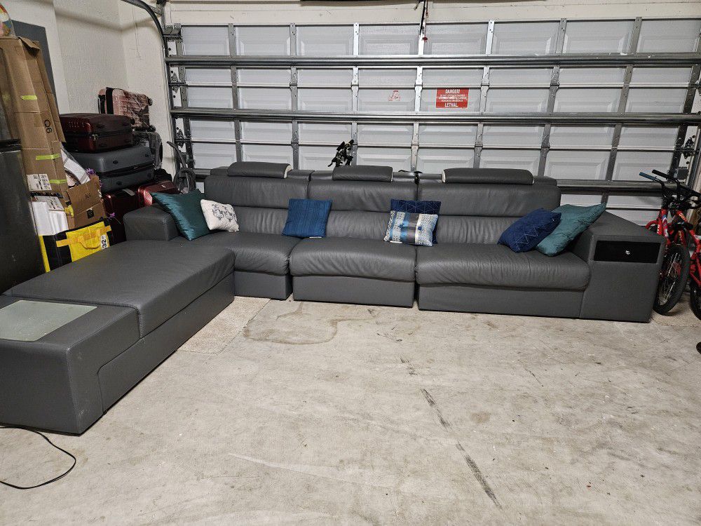 Long Grey Sectional - Can Be Split As Shown