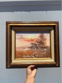 Vintage Framed Cottage Landscape Wall art