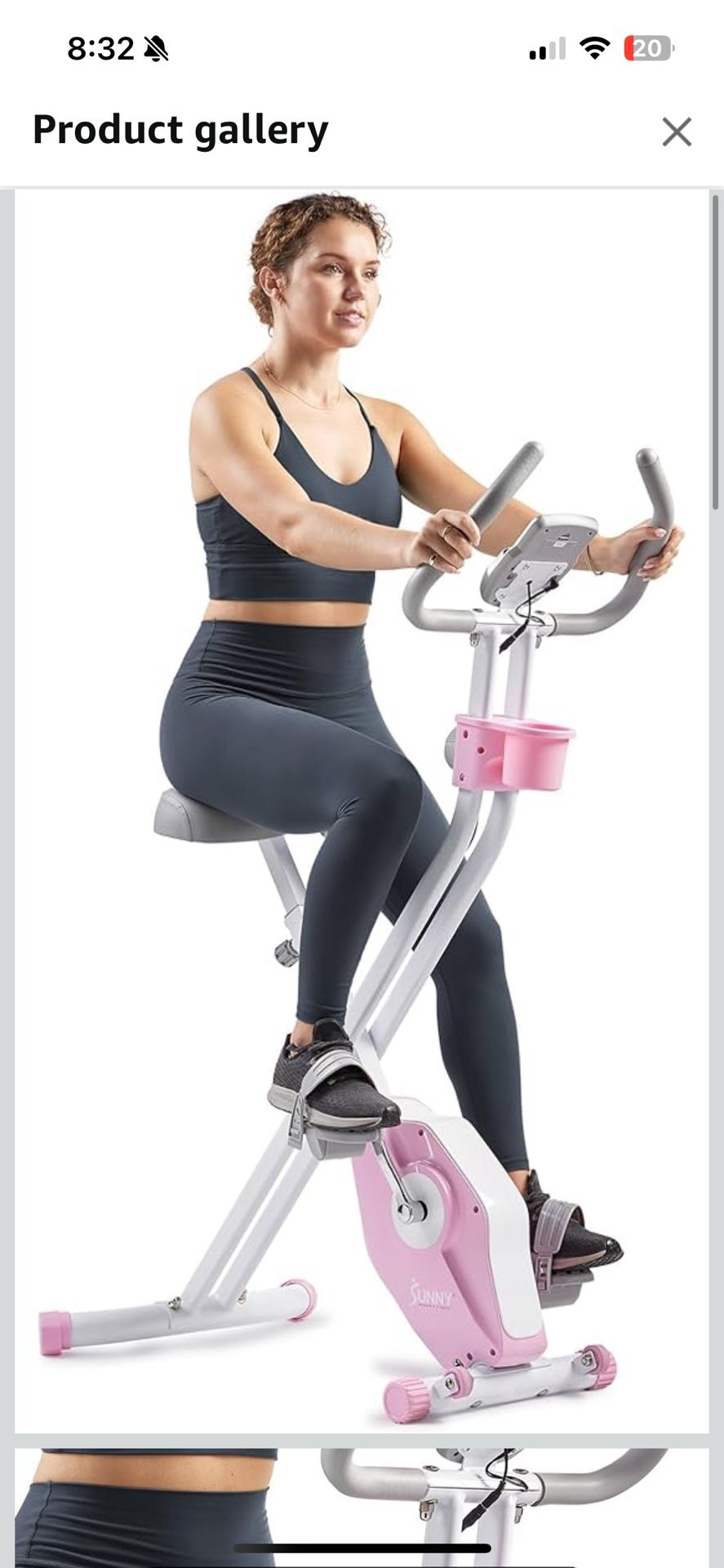 ✨ Sunny Health & Fitness Folding Exercise Bike – Pink Edition 🩷