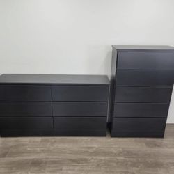 Cómoda Y Gavetero Negro Estilo Moderno 