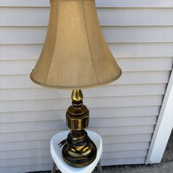Heavy Brass Table Lamp 28” Tall 6.5” Wide At Base Vintage 