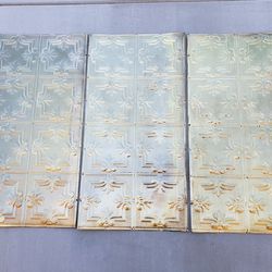 3 Antique Metal Ceiling Tile 48"x24" Victorian Salvaged Tin