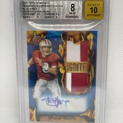 HOF Steve Young dual patch auto /15 player worn jersey!