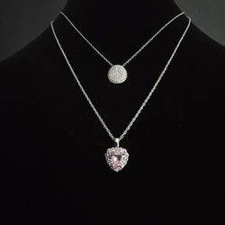 Stamped 925 Silver Necklace And Pendant Set