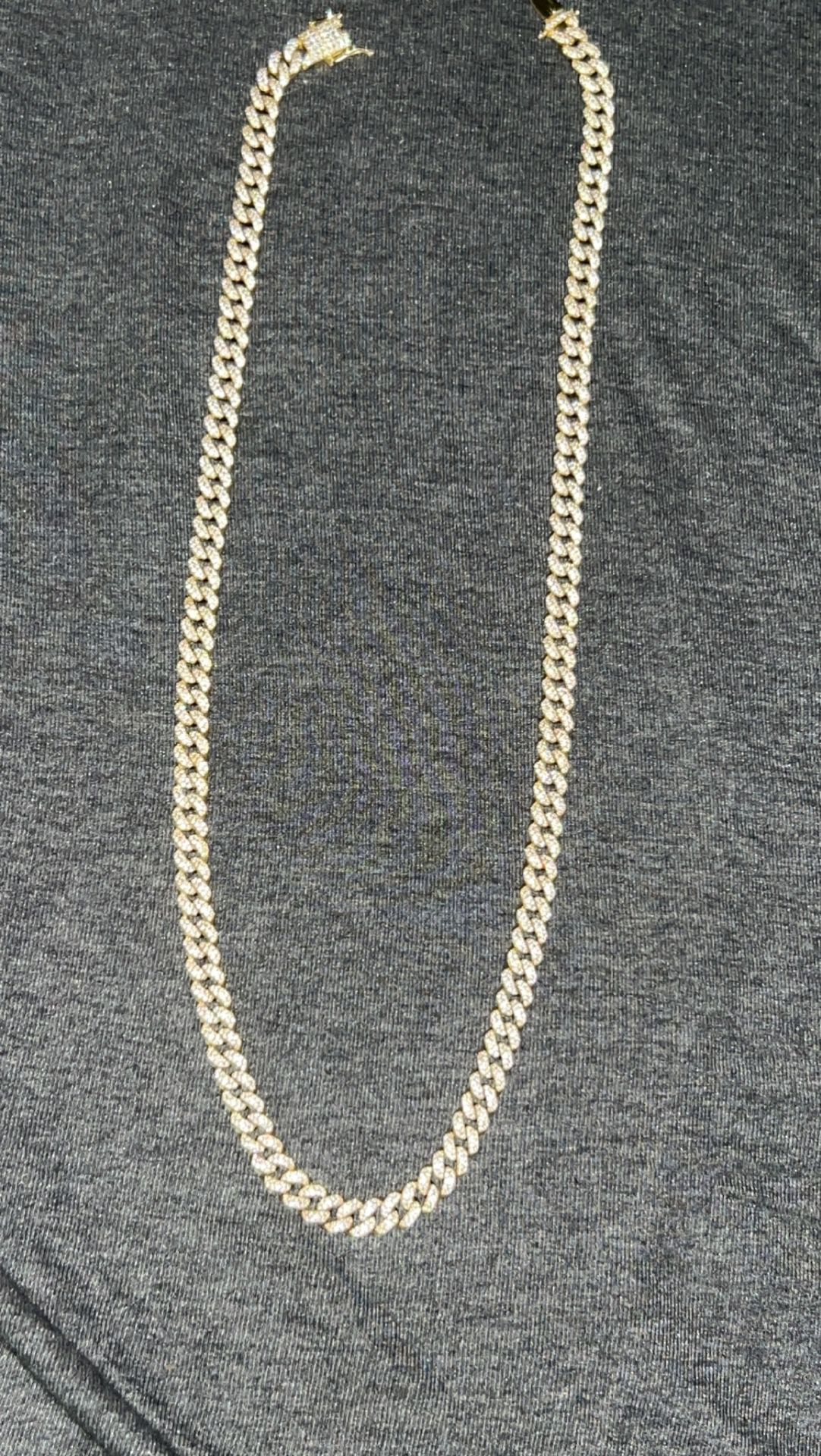 28 Inch Iced Out Moissanite 14k Gold Plated Silver Chain . $900 OBO    