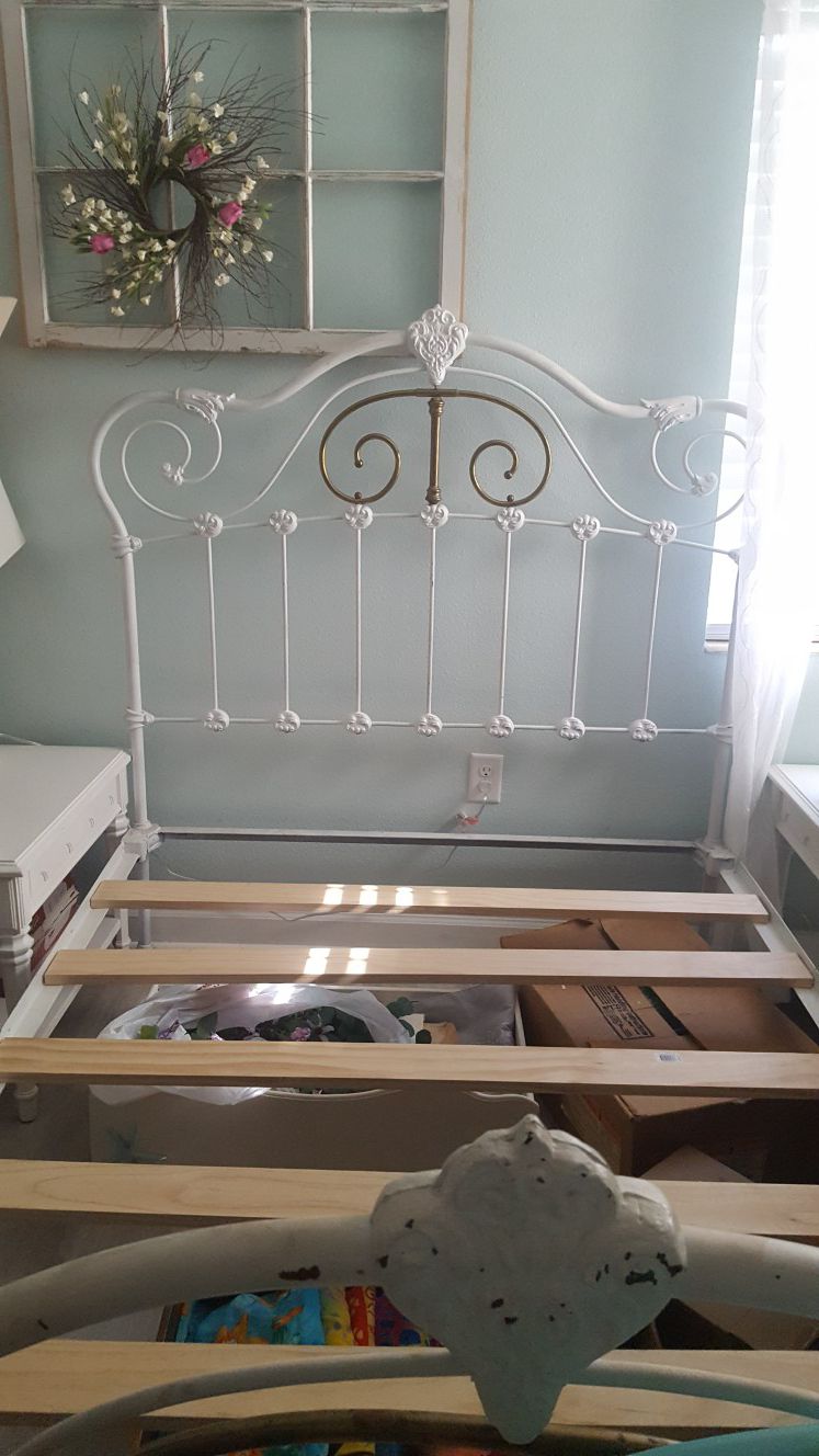 100 years old full size cast iron and brass bed