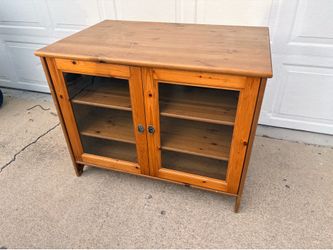 Woden cabinet, end table, glass front wood cabinet