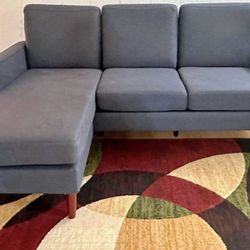 Beautiful Emery Chiffon L-Shape Sectional Sofa/Couch Reversible | Great Condition | Free Delivery 🚚