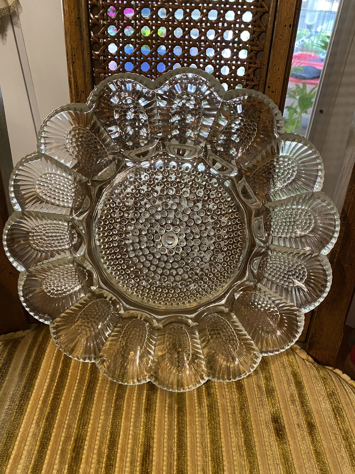 1950’s Vintage Hobnail Pressed Indiania Glass DeviledEgg Platter