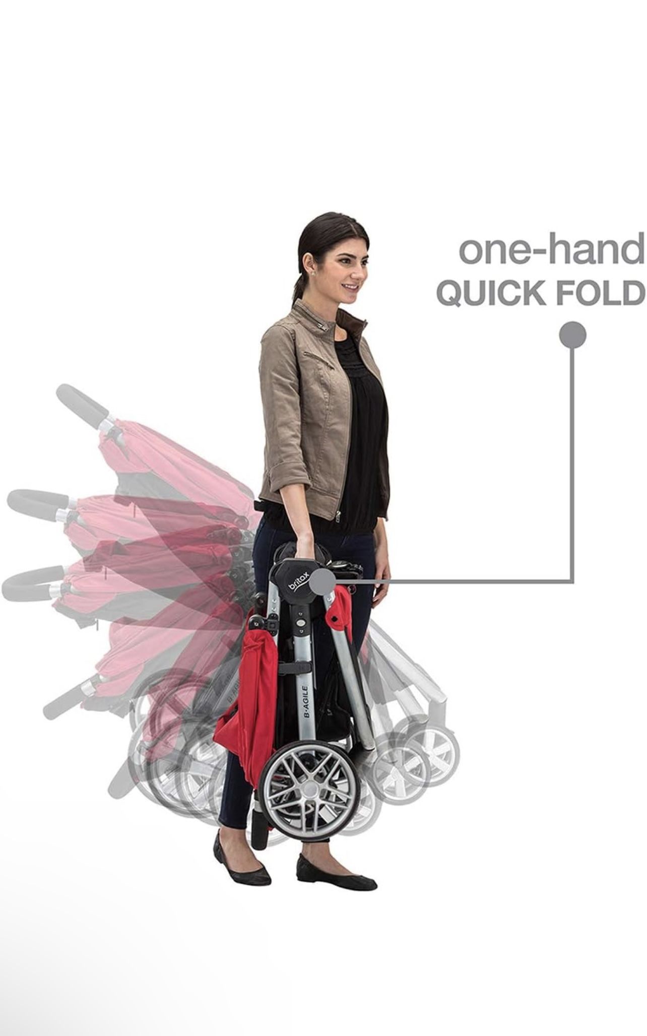 Britax B Agile Lightweight Stroller, Black One Hand Fold, Large