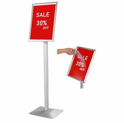 New DISPLAYSWORKER Adjustable Heavy Duty Pedestal Sign holder floor Stand, sign stand poster stand Aluminum Snap Open Frame, Standing Floor for 11x 17