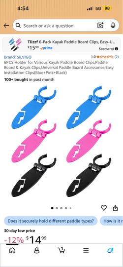 6-Pack Kayak Paddle Board Clips
