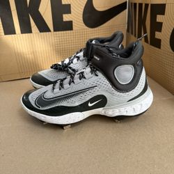 Nike Alpha Huarache Elite 4 Mid Grey White Baseball Cleats DJ6520-012 Men's 7.5