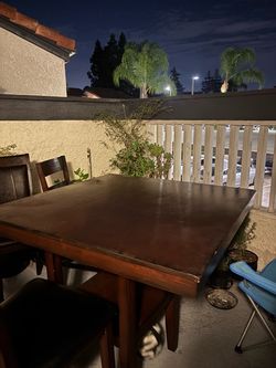 Dark Wood Counter Height Dining Table with Chairs