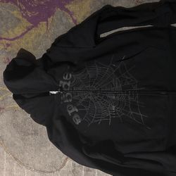 black sp5der zip up hoodie