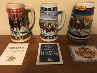 Budweiser Holiday Steins-New In Box!