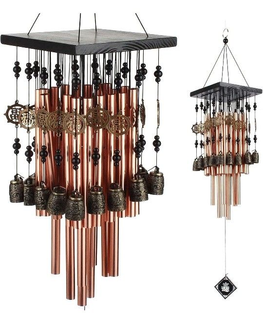 Wind Chimes for Outside,30"Memorial Wind Chimes with 28 pieces Tubes and 16 Copper Bell for Garden, Patio,Window Wind Chime Hanging Decoration, Bronze