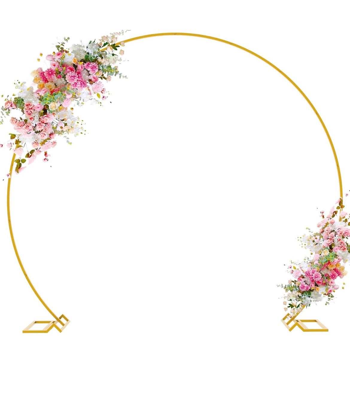 Wokceer Round Backdrop Stand 8FT Gold Wedding Arch Metal Circle Balloon Arch Stand for Birthday Party Wedding Bridal Shower Anniversary Ceremony