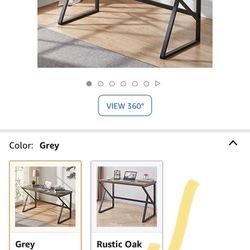 Industrial Home Office Desk, Metal and Wood Computer Desk, Rustic Vintage Soho Study Writing Table, Grey 55 inch