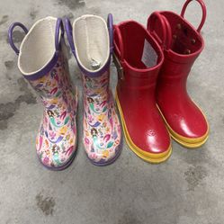 Size 8 And Size 9 Kids Rain Boots 