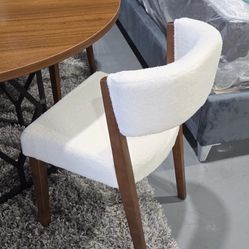 Dining Chairs With Curved Sharpa Fabric Pine Wood
