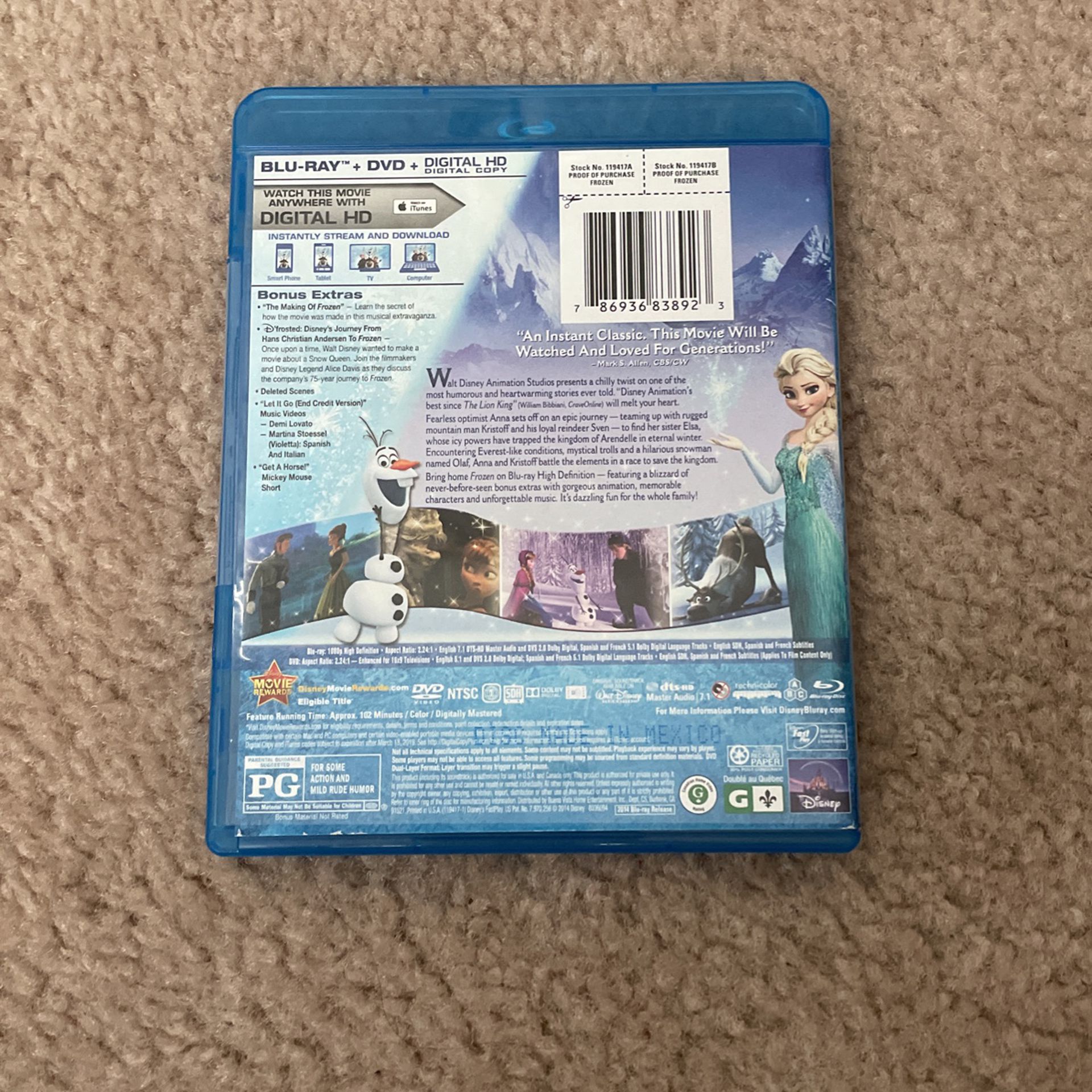 Disney Frozen Blu-ray 