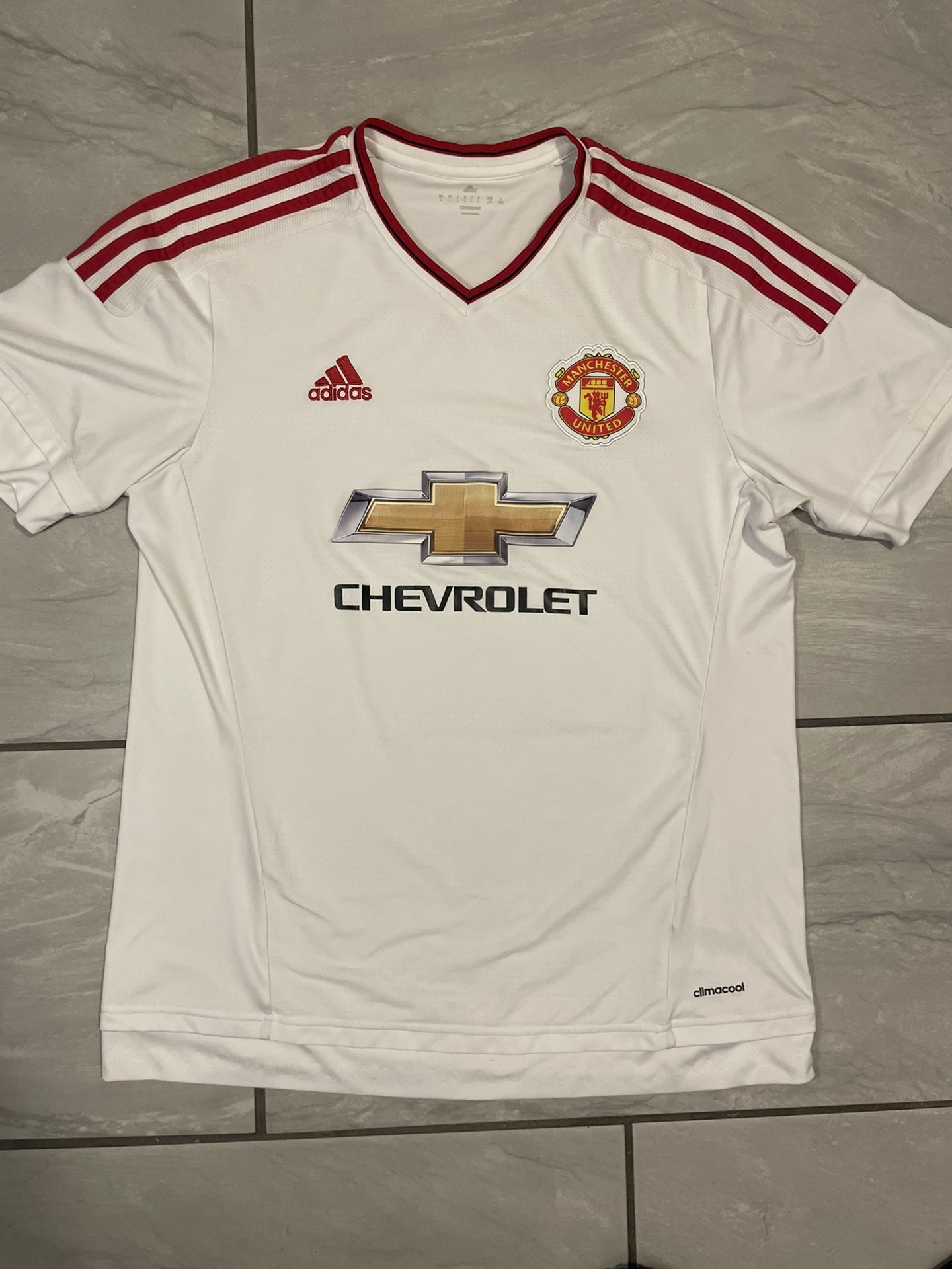 Adidas Manchester United Chevrolet Mens Jersey Size Large White