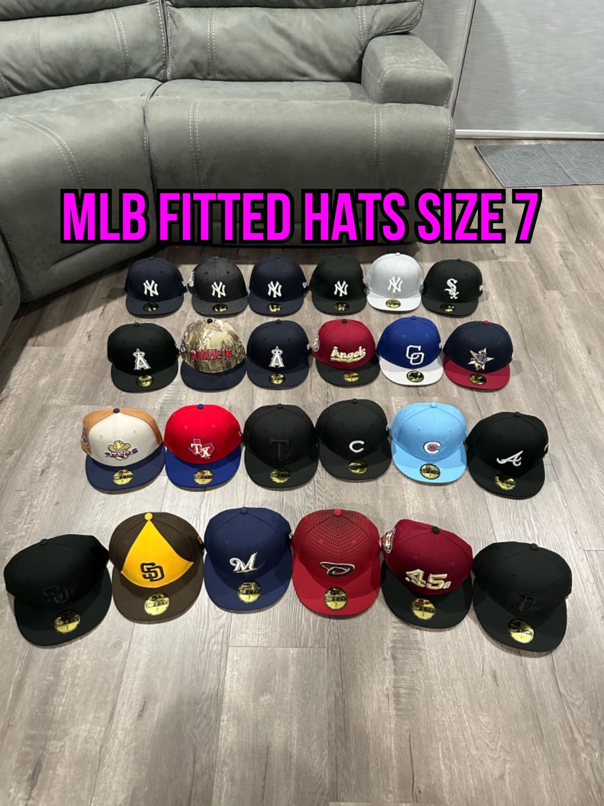 MLB New Era Patch On Field Multi Color 59fifty Fitted Hats Size 7 