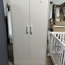 Metal Garage Cabinet 35.4 in. W x 72 in. H x 18 in. D 24-Gauge Steel Metal Storage Cabinet 4 Shelves and 2 Door in White