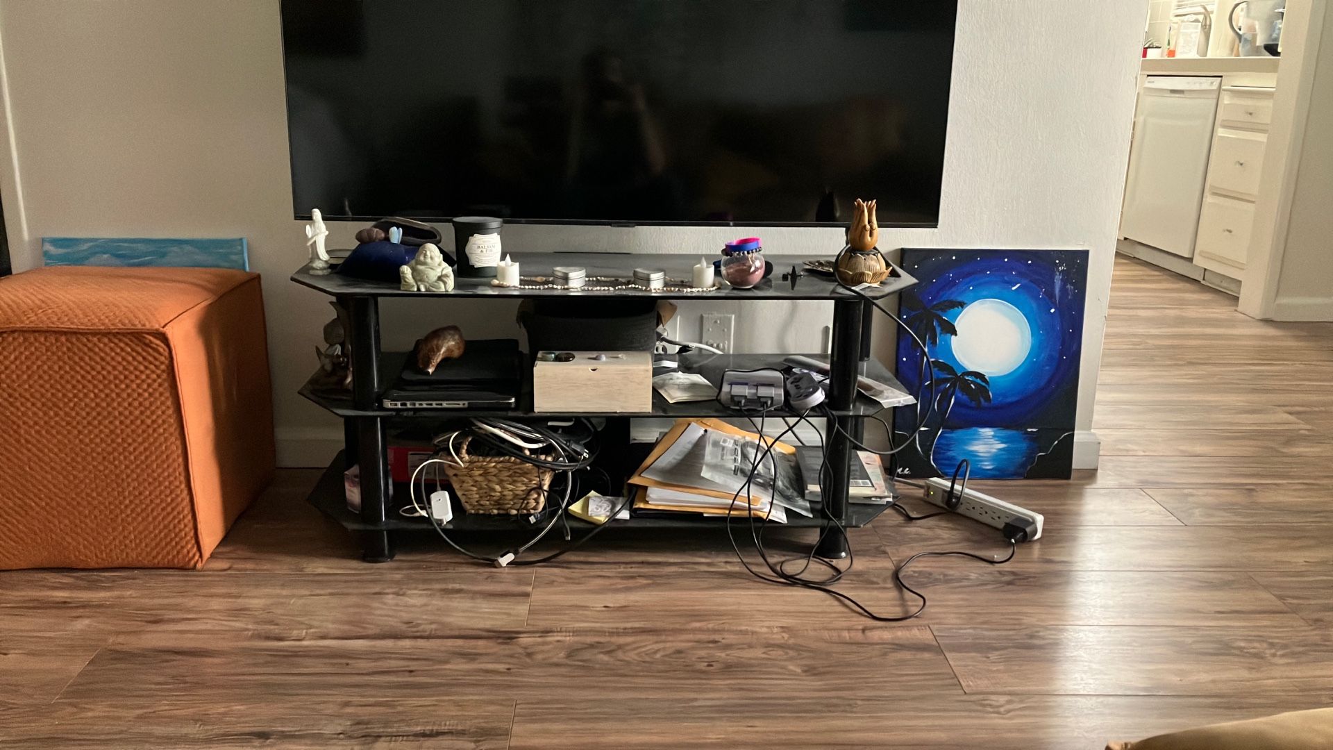 Black Glass TV Stand