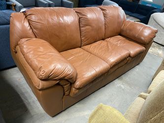 Dusty Orange Faux Leather 3 Seat Sofa