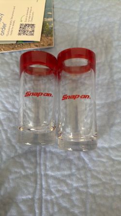 Snap-on tools set of two loan glass weighted shot glasses. New condition.