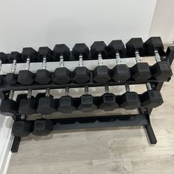 5-50lbs Dumbbells w/Rack 