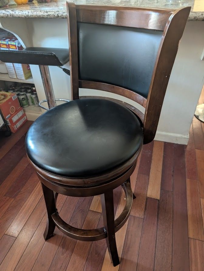 solid wood swivel cushioned leather barstool counter stool with back