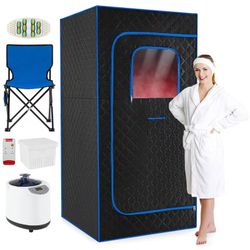 Portable Steam Sauna Box, Extra-Large 35” x 35” x 71” Tent,Personal Home Spa Blue