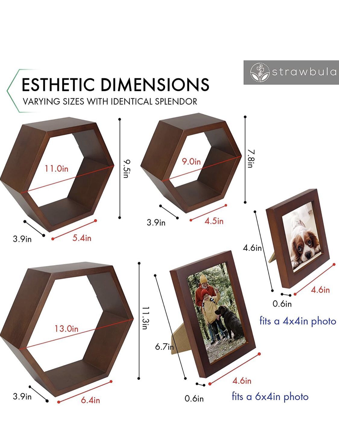 Hexagon Floating Shelves 5Pcs Wall Mounted Set Honeycomb Floating Shelves,