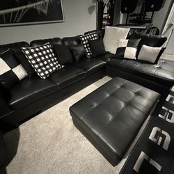 Leather Sectional & Ottoman