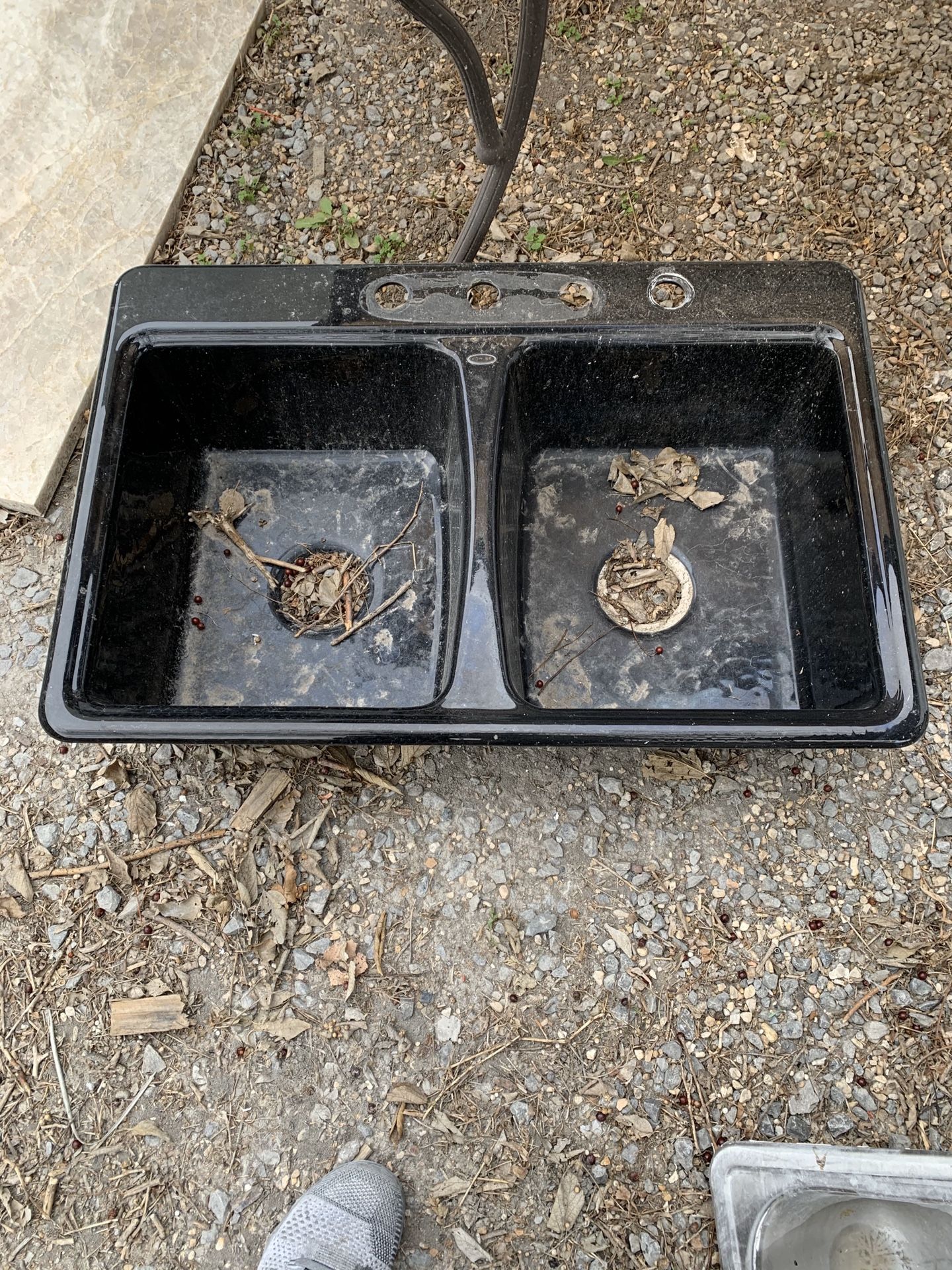 Black cast iron top mount kitchen sink