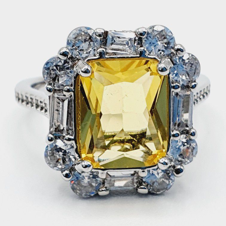 "Radiant Yellow Zircon Sumptuous Silver Luxury Rings Women, K924 for