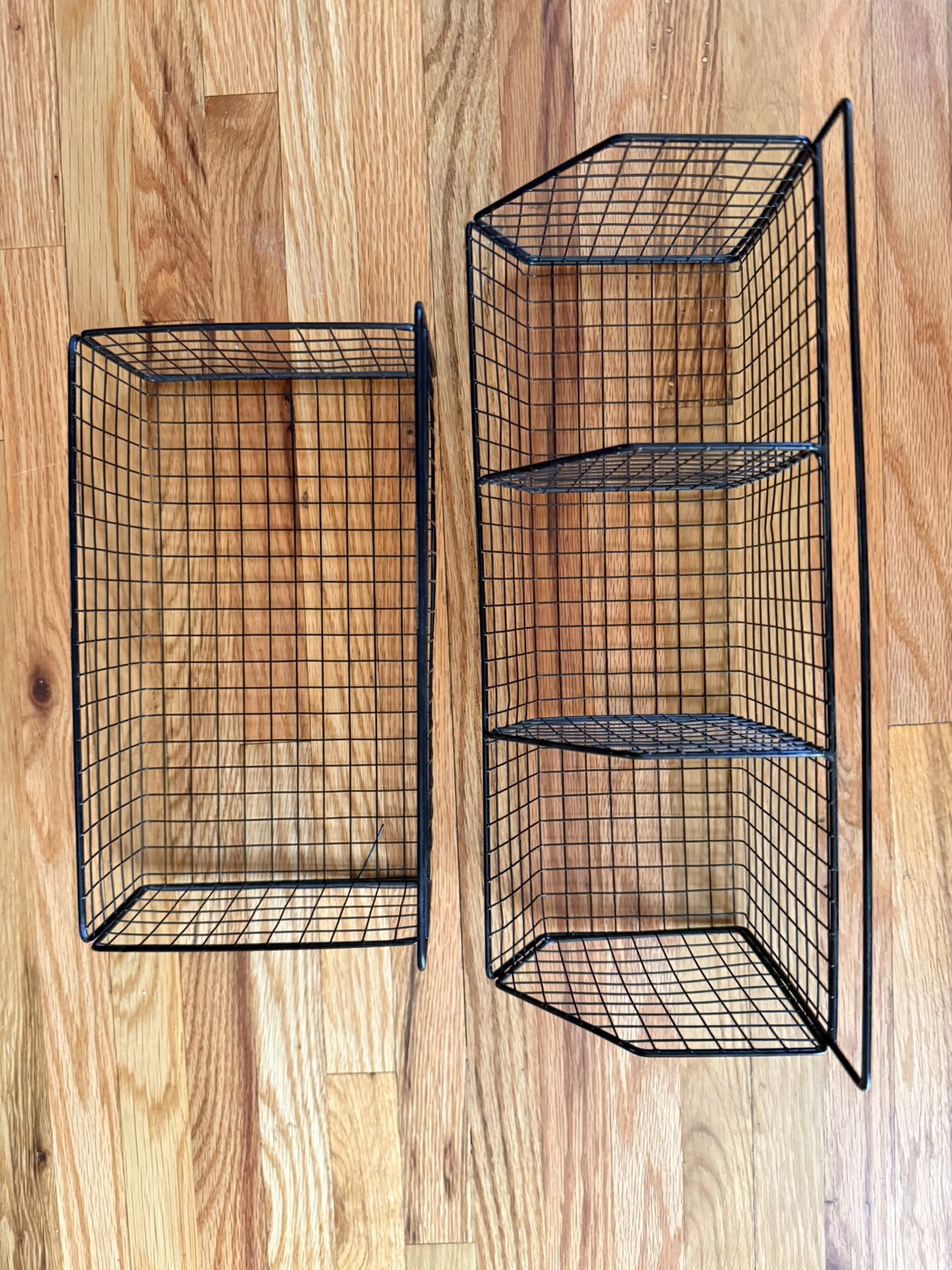 Two mountable wire baskets