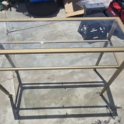 SEI Furniture Jaymes Gold Metal and Glass Console Table in Soft Gold