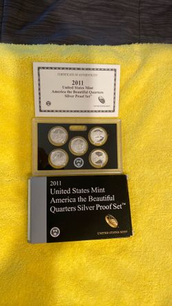 2011 America the Beautiful Silver Quarters Proof Set with Box & COA 5 Coins 90%