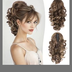 Clip On Ponytails For Women - 12 Inch Curly Ponytail Extension, Wavy Pony Tails Hair Extensions, Synthetic Hair Extensions Ponytail, Clip In Ponytail 