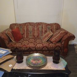 Oriental Burgandy Silk BEAUTIFUL Couch